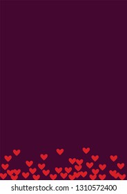 Pink hearts on a burgundy background. Heart confetti on a bright background. Valentine's Day.