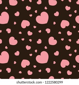 pink hearts on a dark background repeating pattern use for textile print, party invitation,packaging,menu design,scrapbooking,template