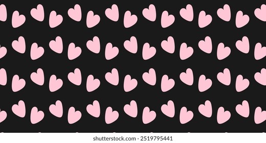 Pink hearts on dark background seamless pattern. Sweet love. Valentine's day cute backdrop texture, wallpaper. Romantic wedding. Mother's day.
