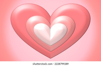 corazones rosas sobre fondo de gradiente rosa, dulce valentino, vector del corazón