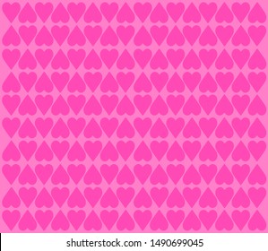 Pink hearts on a light pink background. Ornament. Vector illustration. 