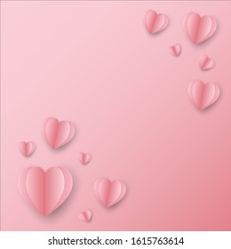 Pink hearts on a pastel pink background  Is a greeting card on valentine's day, mother's day or various festivals.