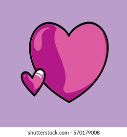 Pink hearts on a red background. Vector illustration