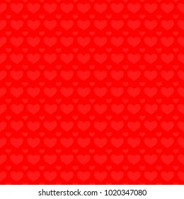 Pink hearts on red backgruond.