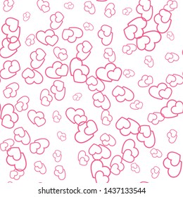 Pink hearts on white background. Seamless vector romantic love valentine pattern. For fabric, textile, design, cover, banner.