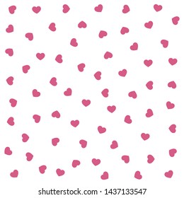 Pink hearts on white background. Seamless vector romantic love valentine pattern. For fabric, textile, design, cover, banner.
