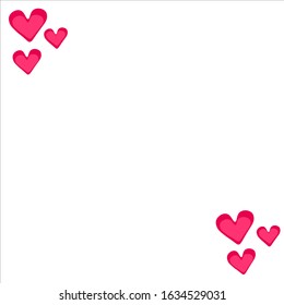 Pink hearts on the white background