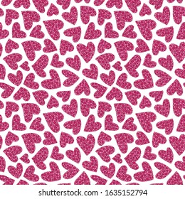 Pink hearts on a white background. Seamless pattern. Ready template for design, postcards, print, poster, party, Valentine's day, vintage textile.