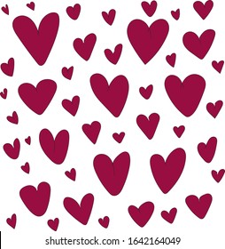 pink hearts on a white background pater business cards design
