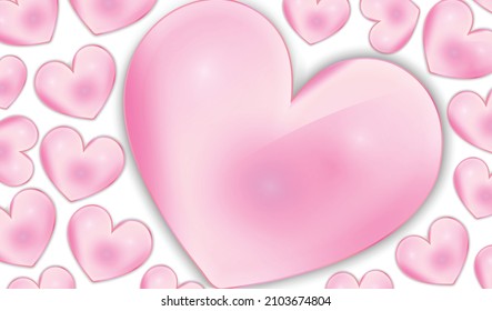 Pink Hearts on White Background Valentine's Day Vector Banner Design 