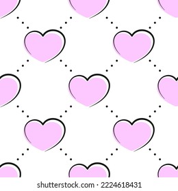 Pink hearts on white background. Vector seamless pattern. Best for textile, wallpapers, wrapping paper, package and St. Valentine's Day decoration.