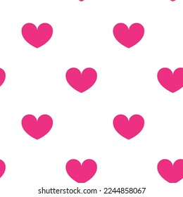Pink Hearts on White Background Seamless Pattern 