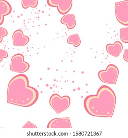 Pink hearts on white background.Vector illustration.For prints, books, bags Wallpaper, textiles, greeting cards.

