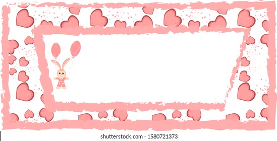 Pink hearts on white background.Vector illustration.For prints, books, bags Wallpaper, textiles, greeting cards.

