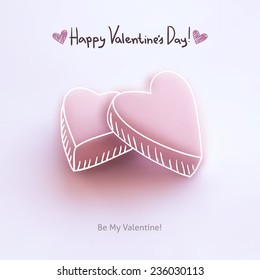 pink hearts on white, vector background for valentine's day