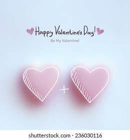 pink hearts on white, vector background for valentine's day