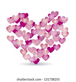pink hearts  over white background. vector illustration