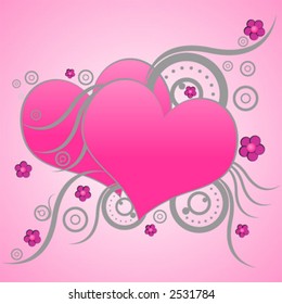 Pink hearts pattern with grunge look