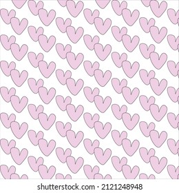 pink hearts pattern on white background