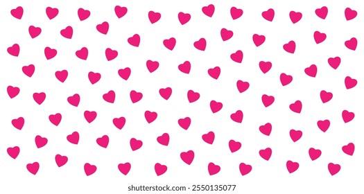 Pink hearts pattern on a white background. Repeating seamless design for Valentine's Day.