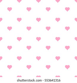 Pink hearts pattern on white background. Vector