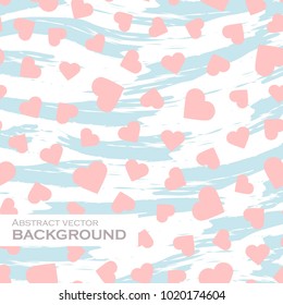 Pink hearts pattern over abstract background. Vector illustration