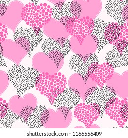  pink hearts pattern. Valentines Day seamless background