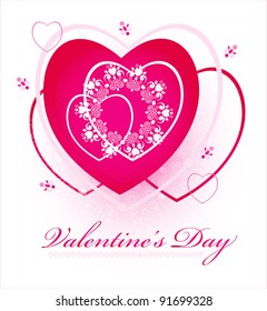 pink hearts with pattern for valentine's day
