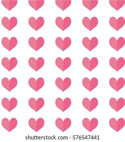Pink hearts pattern, white background.