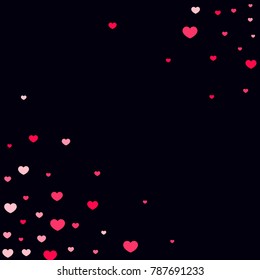 Pink Hearts Random Falling Background. Valentine's Day Pattern. Romantic Scattered Hearts Design Element. Love. Sweet Moment. Cards, Banners, Posters, Flyers, Sales, Brochure, Wallpaper. Childish.