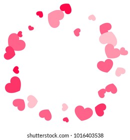 Pink Hearts Random Falling on White Background. Valentine's Day Pattern. Romantic Scattered Hearts Cute Texture. Love. Sweet Moment. Cards, Banners, Posters, Flyers, Sales, Brochure, Wallpaper.