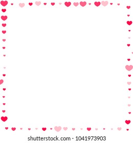 Pink Hearts Random Falling on White Background. Valentine's Day Pattern. Romantic Scattered Hearts Cute Texture. Love. Sweet Moment. Cards, Banners, Posters, Flyers, Sales, Brochure, Wallpaper.