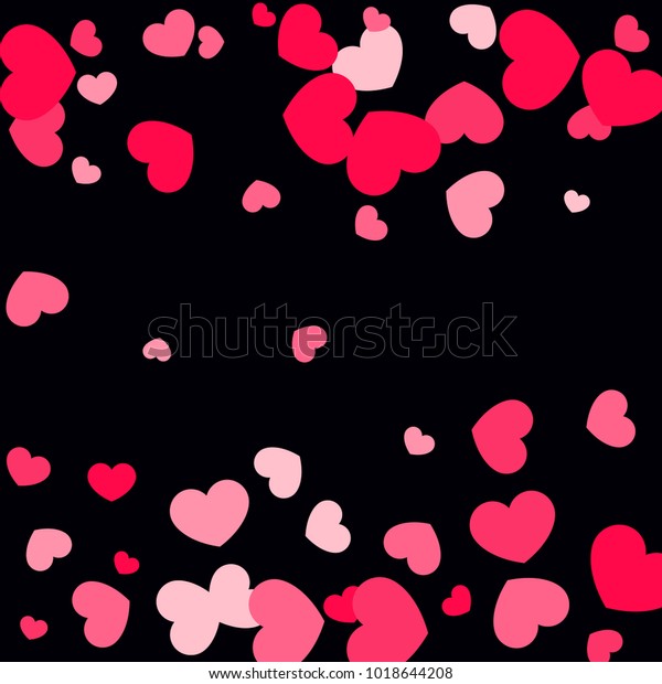 Pink Hearts Random Falling On Black Stock Vector Royalty Free