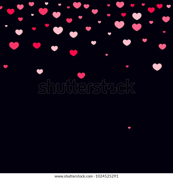 Pink Hearts Random Falling On Black Stock Vector Royalty