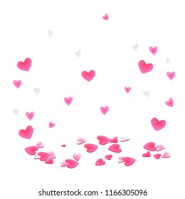 Pink hearts random falling. Romantic hearts design element. Vector illustratuion for sweet moment, wedding, anniversary, birthday