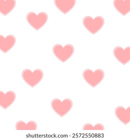 Pink hearts, seamless background vector illustration for textiles, wallpapers and cards.