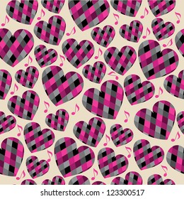 Pink  hearts, seamless pattern