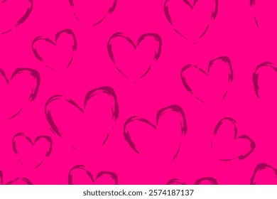 Pink hearts seamless pattern background.  Fashionable template for design.