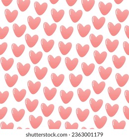 Patrón impecable de corazones rosados. Un bonito diseño romántico de vacaciones. Ilustración vectorial.