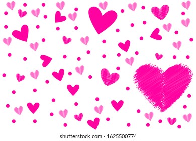 Pink Hearts Seamless Pattern Love Background. Valentine's Day Theme Background.Seamless pattern with various pink heart shapes