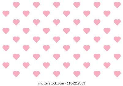 pink hearts seamless pattern on white background. Vector illustration