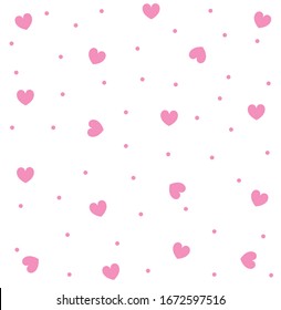 Pink hearts seamless pattern on white background