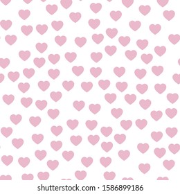 Pink hearts seamless pattern. Random scattered hearts background. Love or Valentine theme. Vector illustration.