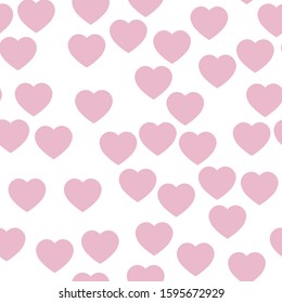 Pink hearts seamless pattern. Random scattered hearts background. Love or Valentine theme. Vector illustration.