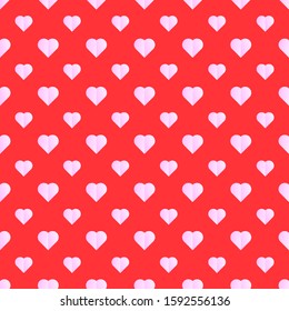 pink hearts seamless pattern with red background