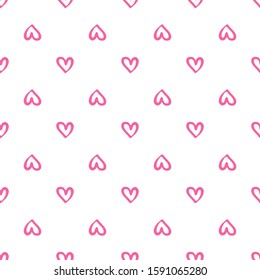 Pink hearts seamless pattern. Valentines Day backdrop. Design for fabric, textile print, wrapping paper. Vector illustration