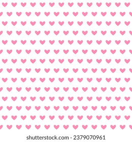 Pink hearts seamless pattern. Valentines polka dot repeating background. Heart-shaped dots decorative texture for textile, fabric, cover, poster, banner, print, card, invitation. Vector wallpaper