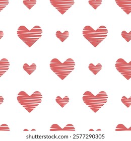 Pink hearts seamless pattern. Valentine's day background, love symbol. Marriage, positive emotion. Vector