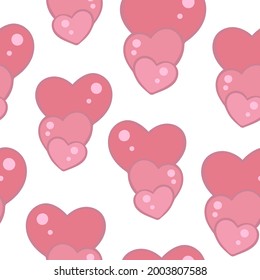 Pink hearts, seamless pattern, vector illustration. Romantic delicate background. Pattern for wallpaper and packaging. Love symbol.