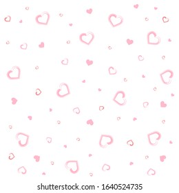 pink hearts seamless retro pattern, white background, vector illustration